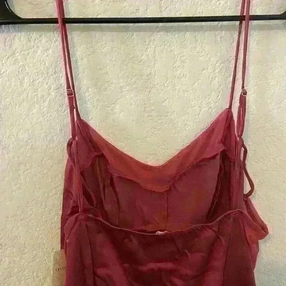 Free People Intimately City Cool Midi Slip Dress Side Mesh Venetian Red Size S - Picture 9 of 11